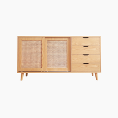 Tủ lưu trữ đa năng YINZA HGF 2 cánh trượt 3 hộc kéo, gỗ MDF, 140x40x90cm, TLT065