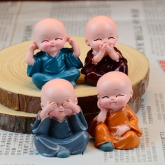 Bộ tượng 4 chú tiểu 4 không cao cấp  để trang trí xe hơi, bàn làm việc và decor phòng