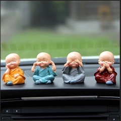 Bộ tượng 4 chú tiểu 4 không cao cấp  để trang trí xe hơi, bàn làm việc và decor phòng