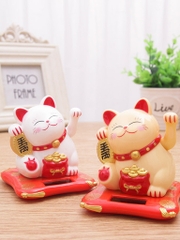 Mèo thần tài vẫy tay may mắn mini dùng năng lượng mặt trời, chất liệu nhựa cao cấp