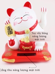 Mèo thần tài vẫy tay may mắn mini dùng năng lượng mặt trời, chất liệu nhựa cao cấp
