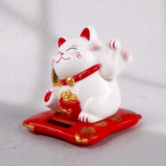 Mèo thần tài vẫy tay may mắn mini dùng năng lượng mặt trời, chất liệu nhựa cao cấp