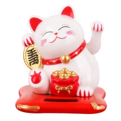Mèo thần tài vẫy tay may mắn mini dùng năng lượng mặt trời, chất liệu nhựa cao cấp