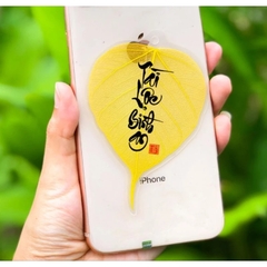 Lá bồ đề cầu bình an tài lộc lá thật 100% viết chữ thư pháp ép cao cấp