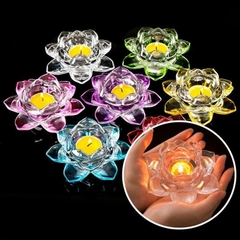 Đế pha lê hoa sen mẫu hoa sen nở dùng cúng dường