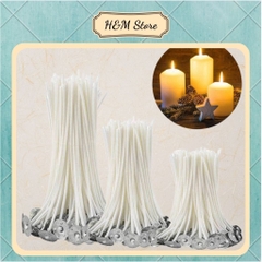 100g bấc cotton làm nến nhiều kích thước có bấm khuy bà chuốt sáp sẵn