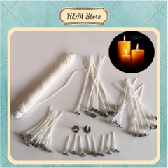 100g bấc cotton làm nến nhiều kích thước có bấm khuy bà chuốt sáp sẵn