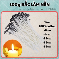 100g bấc cotton làm nến nhiều kích thước có bấm khuy bà chuốt sáp sẵn