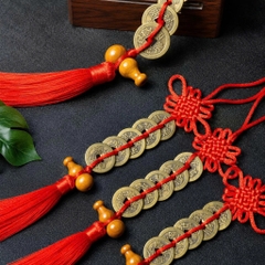 Tiền xu chuỗi 5 đồng xu phong thuỷ may mắn