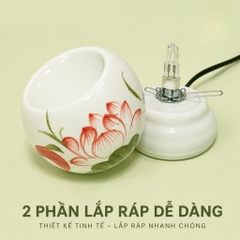 Đèn xông tinh dầu gốm sứ bát tràng thấu quang dùng xông tinh dầu cao cấp