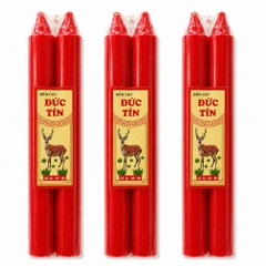 10 cây nến, 10 cây đèn cầy trắng đỏ thắp liên tục 10 tiếng