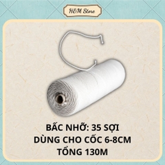 Bấc làm nến, chỉ làm nến, tim nến dài 100% cotton không khói