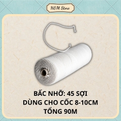 Bấc làm nến, chỉ làm nến, tim nến dài 100% cotton không khói