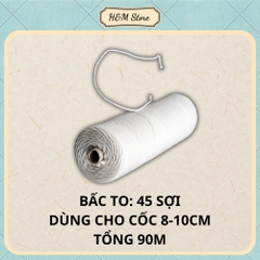 Bấc làm nến, chỉ làm nến, tim nến dài 100% cotton không khói