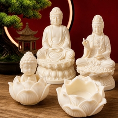 Tượng Phật Ngồi Đài Sen Mini Để Ô Tô, Bàn Làm Việc, Tượng Phật A Di Đà, Quan Âm Bồ Tát Toạ Thiền