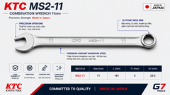 Cờ Lê Đầu Tròng KTC MS2-11 Size 11mm_Tròng Nghiêng Góc 15° - Sản Xuất Tại Nhật Bản