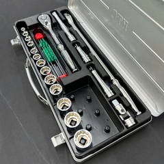 Bộ Khẩu 1/2" KTC TB413X Gồm 19 Chi Tiết Đóng Trong Hộp Kim Loại
