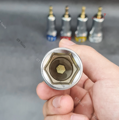 Bộ Đầu Khẩu Cho Máy 1/4" KTC TBZP635 Size 17–24mm_Socket Bit Impact Driver Gồm 5 Chi Tiết