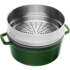 Staub - Nồi gang tròn kèm xửng hấp