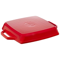 Staub - Chảo gang nướng vuông 2 quai màu đỏ cherry - 28x28cm (2.3L)