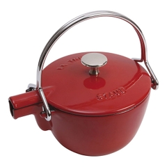 Ấm trà gang Staub màu đỏ cherry 1L - hình 1