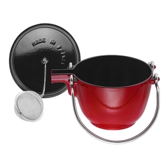 Ấm trà gang Staub màu đỏ cherry 1L - hình 2