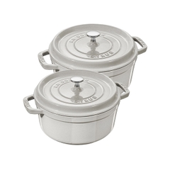 Nồi gang Staub tròn màu nấm trắng - 2 kích thước