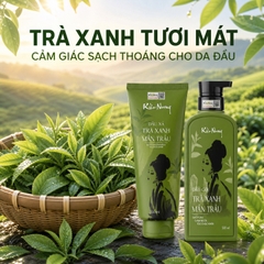 Cặp Dầu gội xả Kiều Nương trà xanh mần trầu giảm ngứa phục hồi