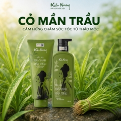 Cặp Dầu gội xả Kiều Nương trà xanh mần trầu giảm ngứa phục hồi