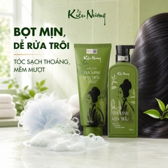 Cặp Dầu gội xả Kiều Nương trà xanh mần trầu giảm ngứa phục hồi