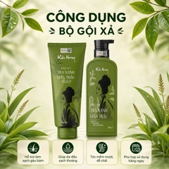 Cặp Dầu gội xả Kiều Nương trà xanh mần trầu giảm ngứa phục hồi