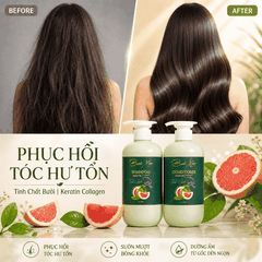 Cặp Gội Xả Bưởi Xưa hỗ trợ mọc tóc giảm rụng phục hồi hư tổn 500ml