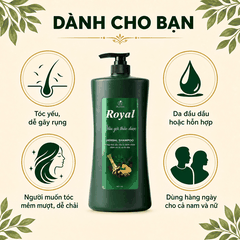 Cặp dầu gội xả Royal thảo dược làm sạch sâu dưỡng tóc mềm mượt 800ml