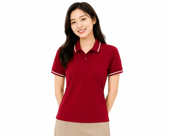 Áo Polo Đỏ Đô Phối Cổ Sọc Be