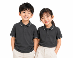Áo Polo Xám Đậm Phối Cổ Sọc Xám Chì