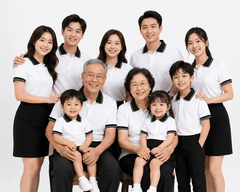 Áo Polo Trắng Phối Cổ Đen Sọc Xám Chì