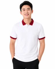 Áo Polo Trắng Phối Cổ Đỏ Đô