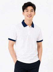 Áo Polo Trắng Phối Cổ Navy