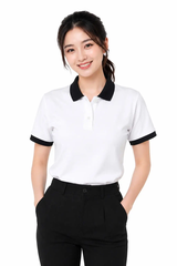 Áo Polo Trắng Phối Cổ Đen