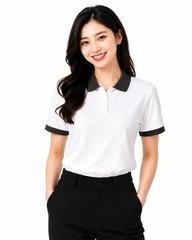 Áo Polo Trắng Phối Cổ Xám Đậm