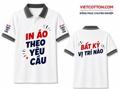 Áo Polo Trắng Phối Cổ Xám Đậm Sọc Xám Chì