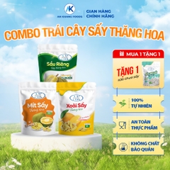 Combo trái cây sấy thăng hoa xoài, mít, sầu riêng AK organic tự nhiên đảm bảo chất lượng