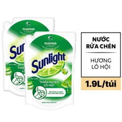 2 túi nước rửa chén Sunlight thiên nhiên lô hội 1.9 lít