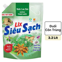 Nước lau sàn Lix siêu sạch hương thảo mộc túi 3.2 lít