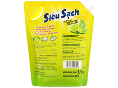 Nước rửa chén Lix siêu sạch hương chanh túi 3.13 lít