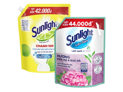 Nước rửa chén Sunlight chanh 2.9l và nước lau sàn Sunlight hương hoa hạ và bạc hà 3.6kg