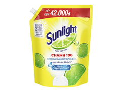Nước rửa chén Sunlight Chanh 100 đánh bay dầu mỡ cứng đầu túi 2.9 lít