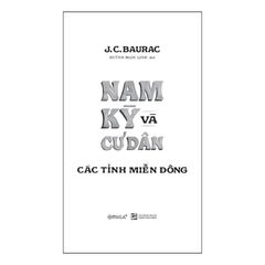 Nam Kỳ và cư dân: Các tỉnh miền Đông (BC)