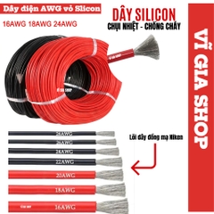 Dây Điện AWG Silicon Chịu Nhiệt Chống Cháy 16AWG 18AWG 24AWG - Vĩ Gia Shop