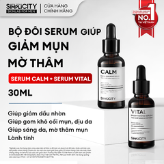 Combo serum Calm & Vital giảm mụn sáng da mờ thâm cho nam BHA + Peptide + 5% Niacinamide 30ml
